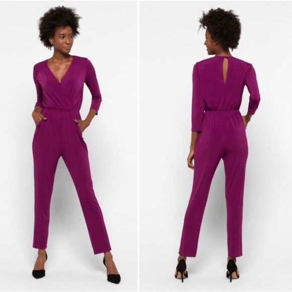 Maggy London small NWT Rayna Knit Jumpsuit Purple - Picture 1 of 9